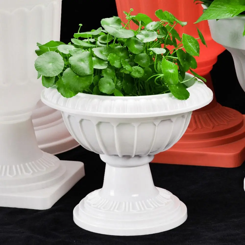 Durable White Roman Plant Flower Pot Plastic Romantic Porch Planter Retro Hydroponic Flower Pot Tabletop Ornament