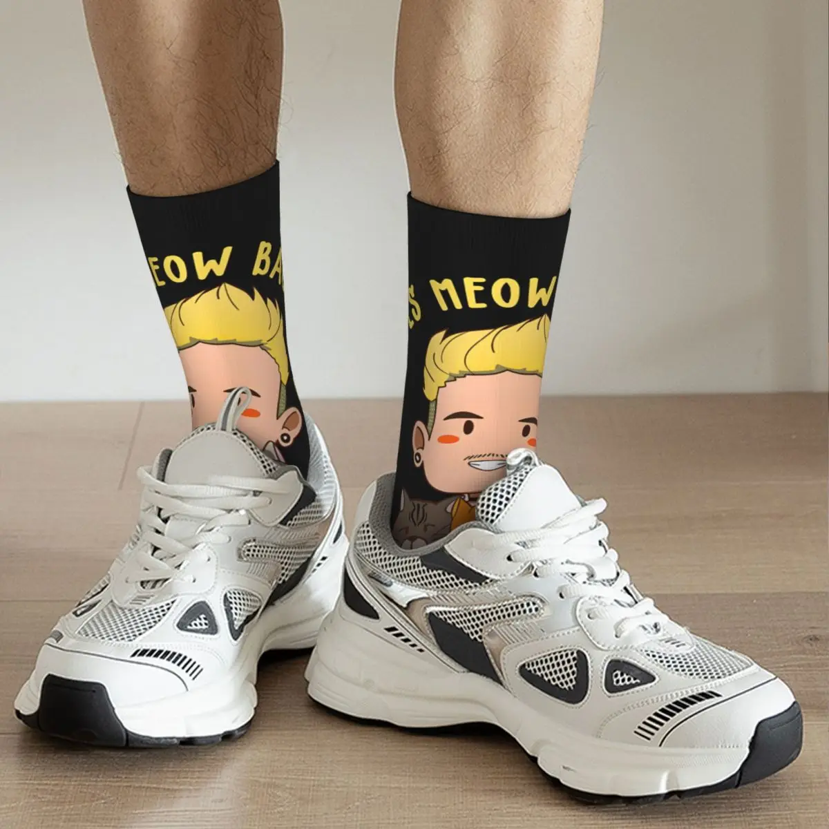 Pls miauen zurück Herren socken Retro Harajuku Baby Lasagne Street Style Neuheit Casual Crew Socke