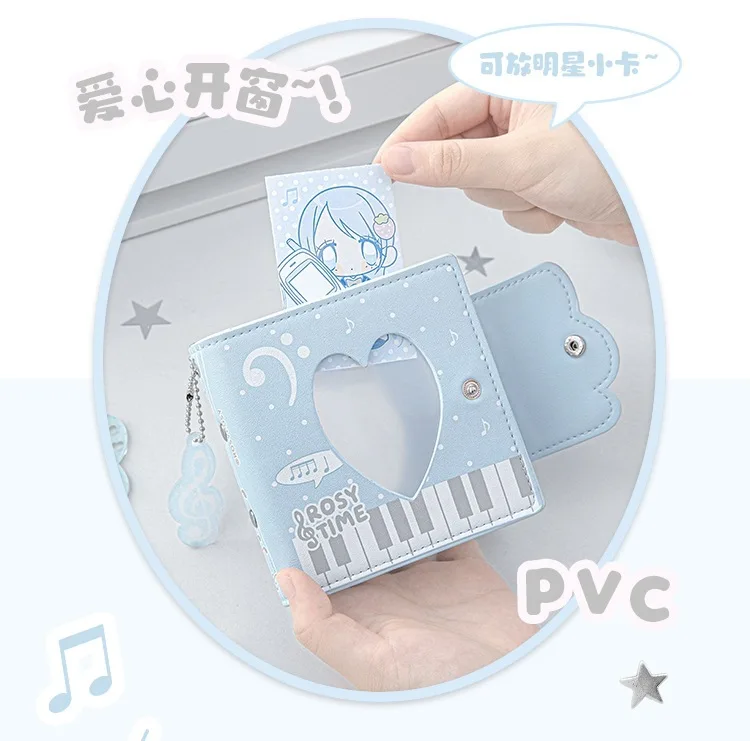 MINKYS Kawaii Wellenmuster PU-Leder 3-Ring Kpop Fotokarten-Sammelmappe 3 Zoll Ein-Taschen-Idol-Karten-Organizer Aufbewahrungsbuch – Detail 4