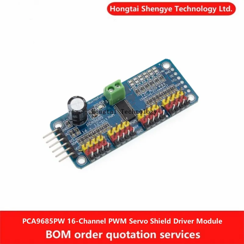 PCA9685 16-Channel 12-Bit PWM Servo Shield Driver Interface Module IIC MG90S SG90 MG995 Servo Driver Board for Raspberry Pi