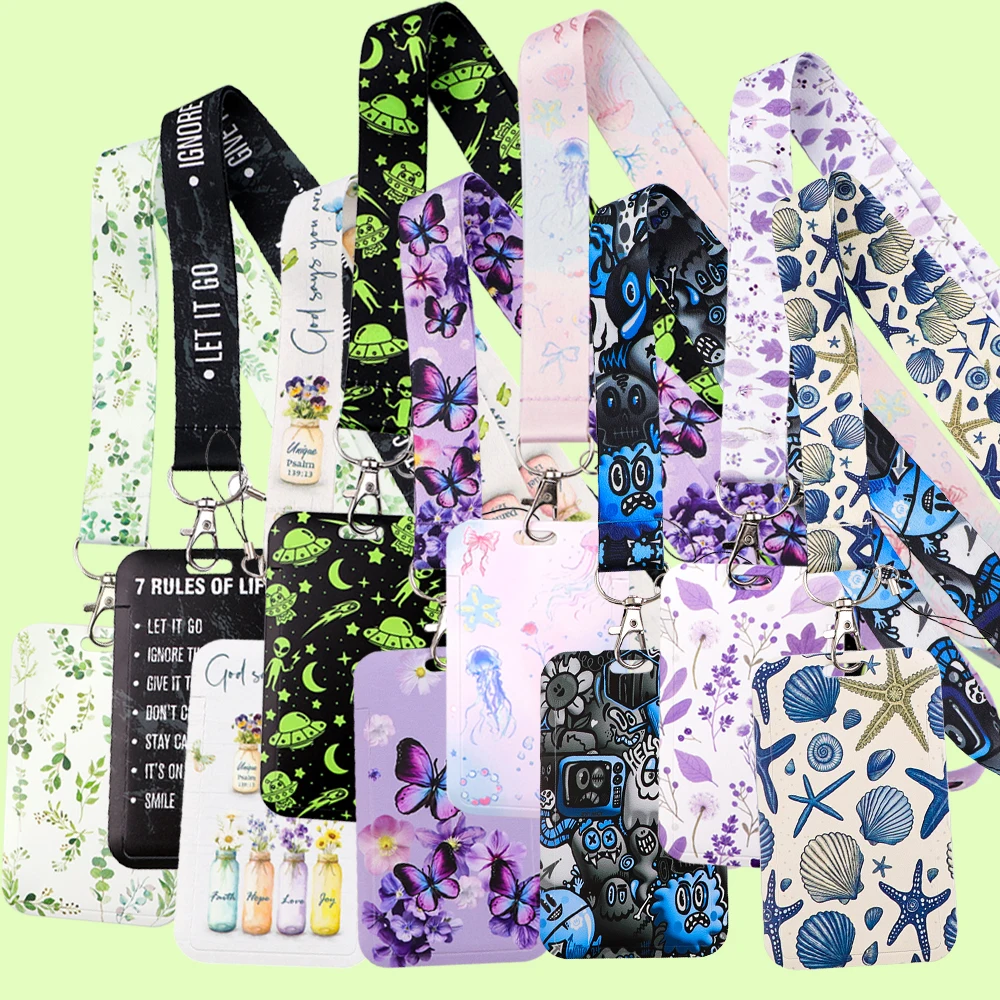 

Ремешок в виде ракушки морской звезды и бабочки, держатель для бейджа для кредитных карт, брелок для ключей, сумка, чехол для карт, брелок, модные аксессуары для подвески для телефона