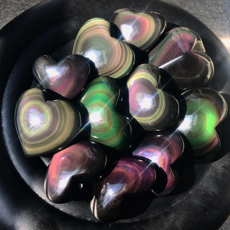 

1pc Rainbow Obsidian Heart Palm Stone, Beautiful Worry Stone for Thanksgiving Day, Home & Office Decor, Mother' Day Gift
