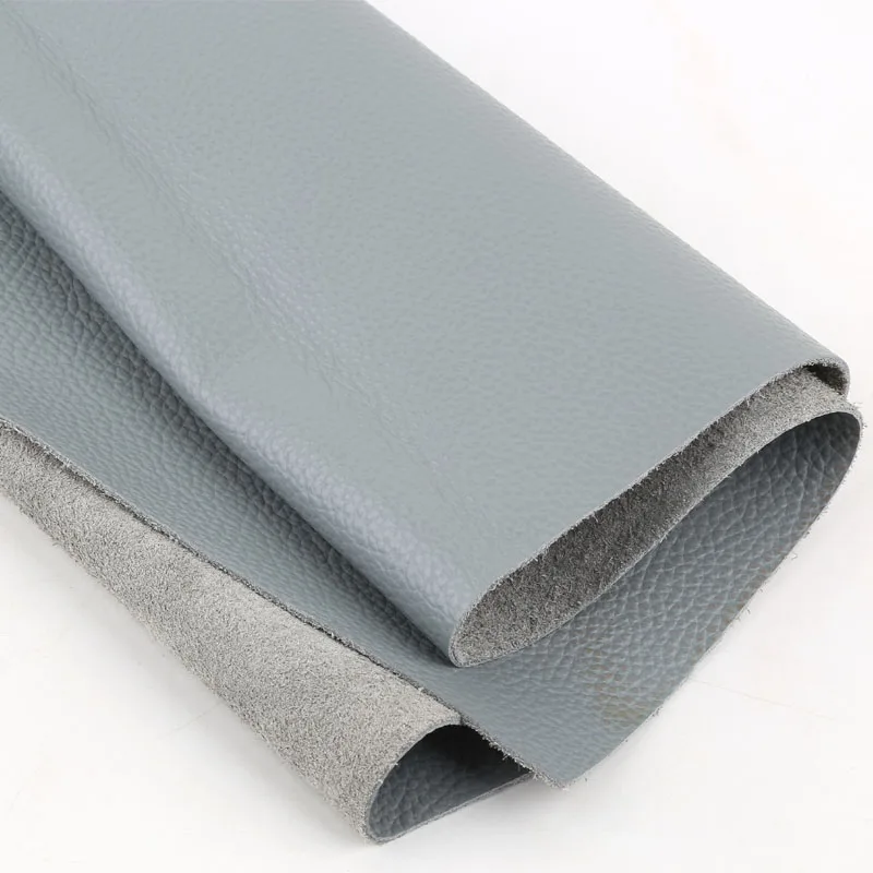 Capa superior de couro cinza claro, cabeceira de sofá, assento de carro, lichia, couro macio, 1.5mm, feito à mão, tecido de couro diy