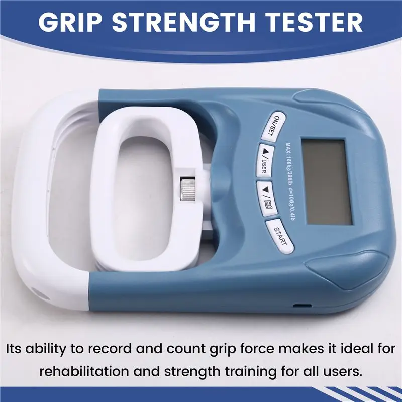 A89E-Durable EH121 Hand Grip Dynamometer, Digital Strength Trainer 396Lbs/180Kg, Perfect For Home And School Use, Blue