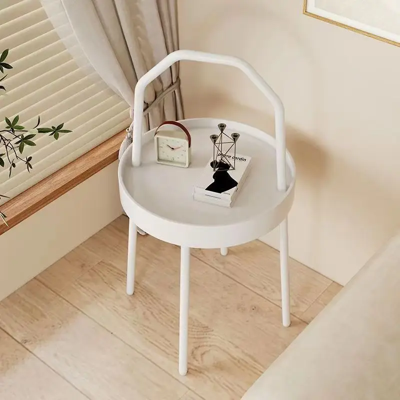 

Iron Circular Rolling Coffee Table: Space-Saving & Stylish for Living Room & Bedroom