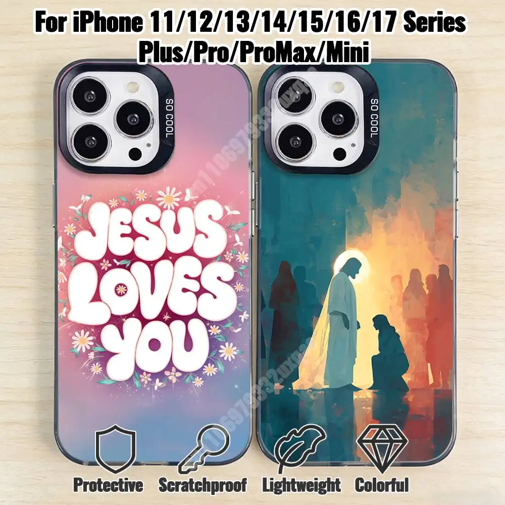 

Lord Jesus Loves You Phone Case for iPhone 17 16 15 14 13 12 11 Pro Plus Max Mini X XS Silicone Hard Cover