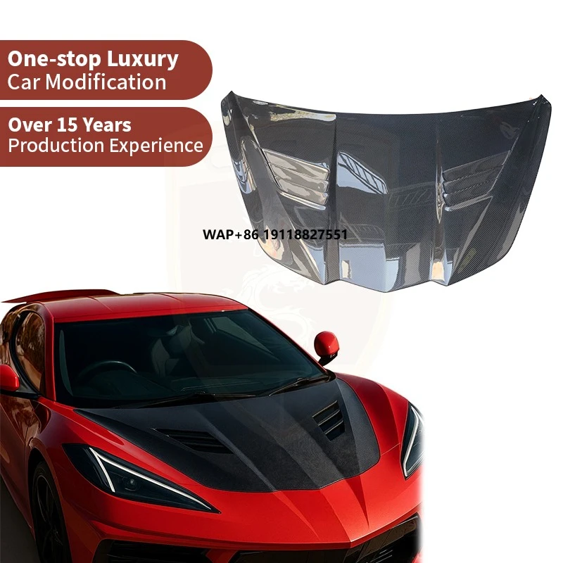 ل كورفيت C8 Z06 2020-2024 JC نمط غطاء المحرك من ألياف الكربون