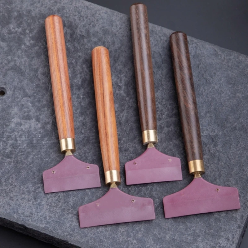 Sandalwood Handle Leather Scraper Thin Gluing Gumming Board DIY Handmade Sewing Leather Crafts Tool Apply Smear Glue