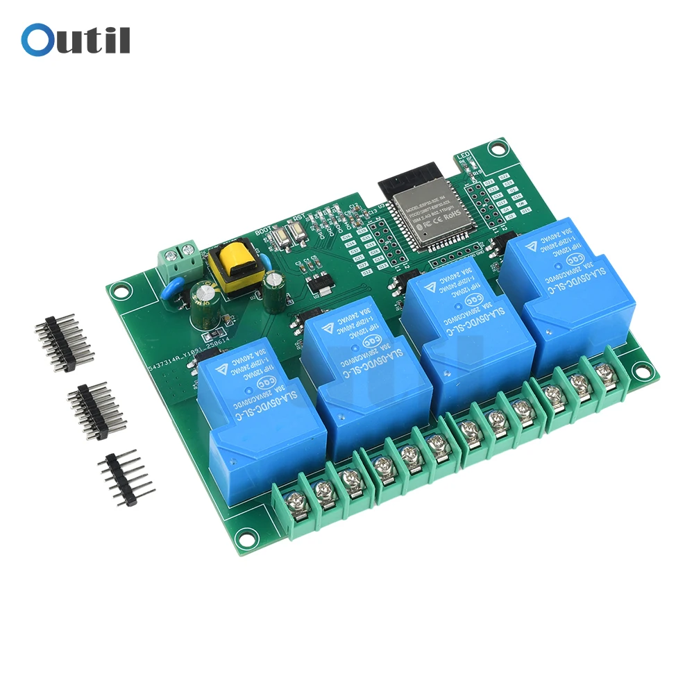 

Четырехканальный релейный модуль переменного тока 220 В 30 А Wi-Fi Bluetooth со встроенным модулем ESP32E поддерживает вторичную разработку