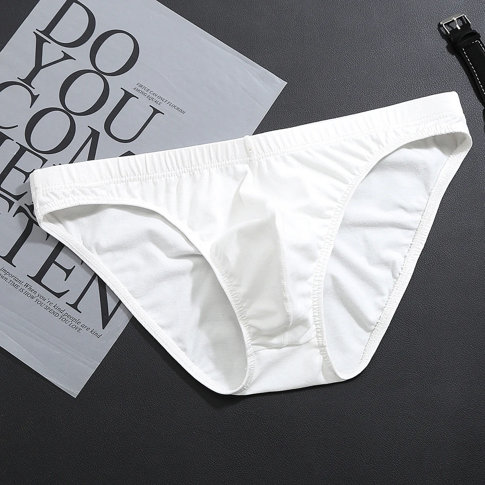Breathable and comfortable men's cotton briefs with U shaped design low rise and available in white black yellow and red