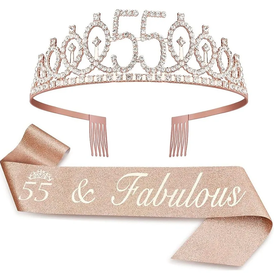 Geburtstagsschärpe und Krone für Frauen 15., 20., 25., 30., 35., 40., 45., 50., 55., 60., 65., 70. Geburtstag Party-Geschenke Dekoration – Detail 5