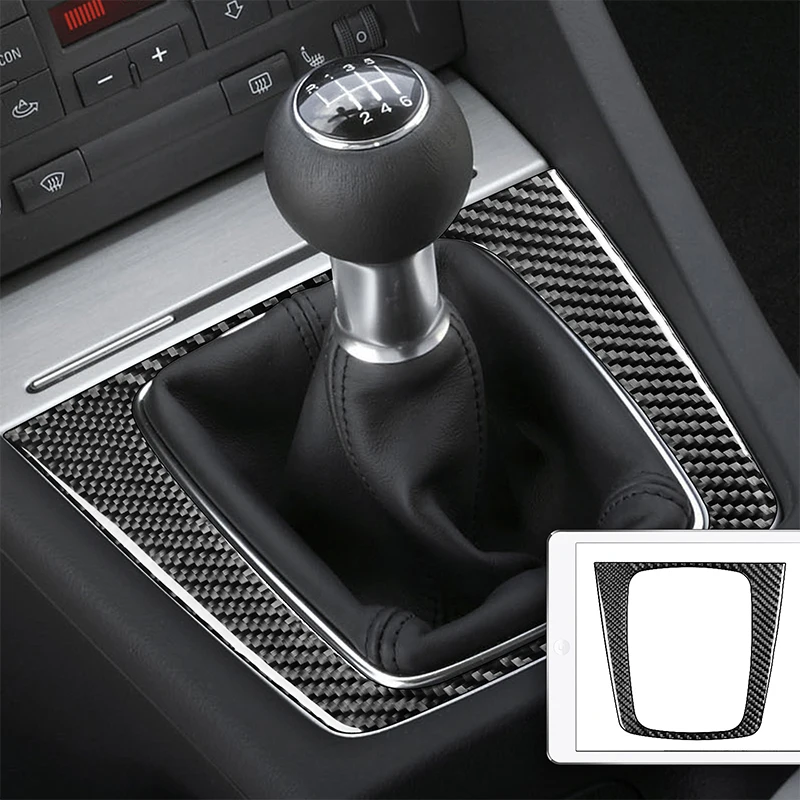 For Audi A4 S4 B7 2005 2006 2007 2008 Car Gear Shift Panel Gearbox Frame Ashtray Box Trim Cover Carbon Fiber Sticker Accessories