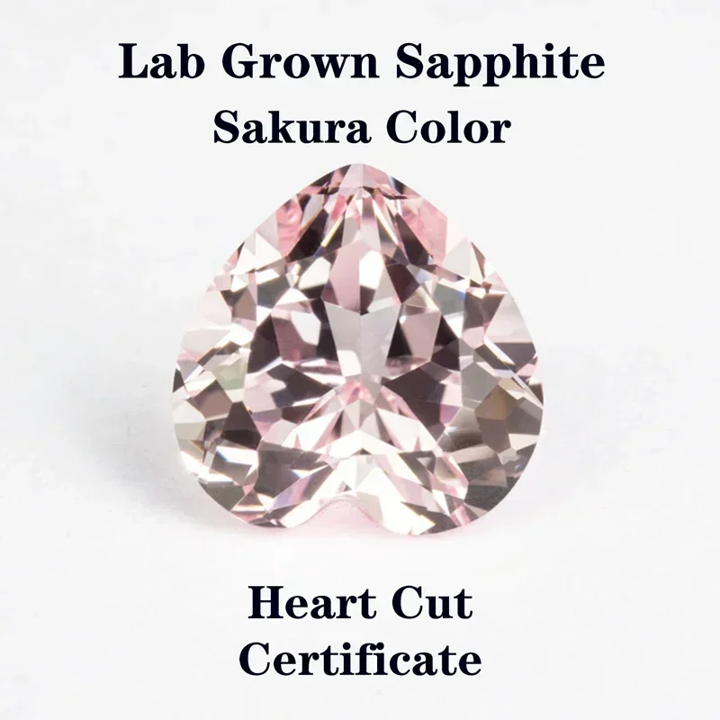 

Lab Grown Sapphire Heart Shape Sakura Color For Charms Jewelry Making DIY Ring Necklace Earrings Materials Certificate