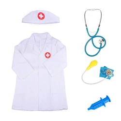 Children Simulated Doctor Uniform Toys Plastic Pretend Play Blue Suit Stethoscope Parent-child Interactive Games Kids Gifts TMZ