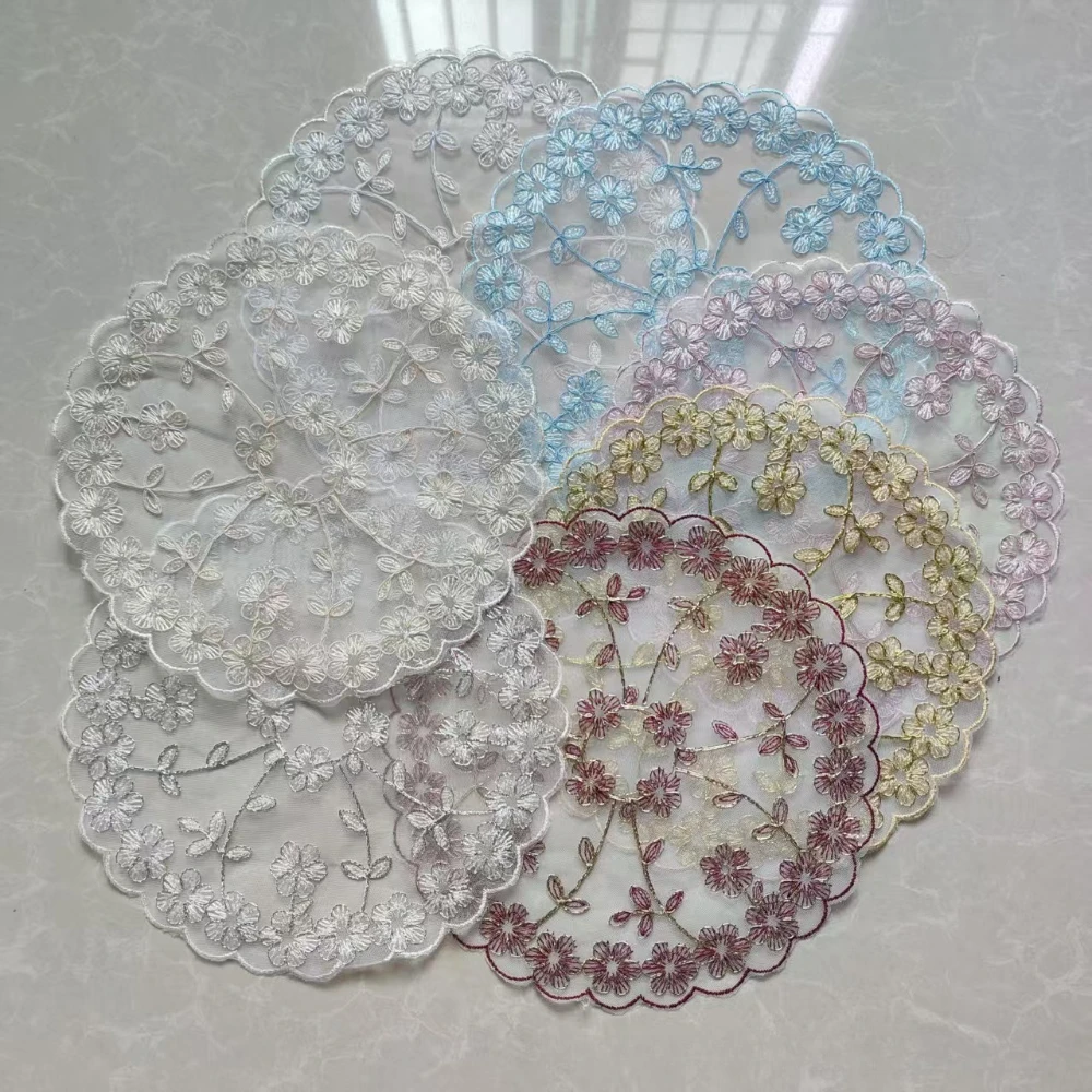 Beautiful Floral Placemats 30cm Round Plum Blossom Embroidery Vase Mat Home Ornaments