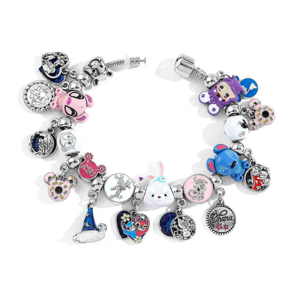 Disney Cartoon Figure Stitch Charms bracciali Stitch smalto ciondolo catene a mano Kawaii Cute Fashion Jewelry Gifts