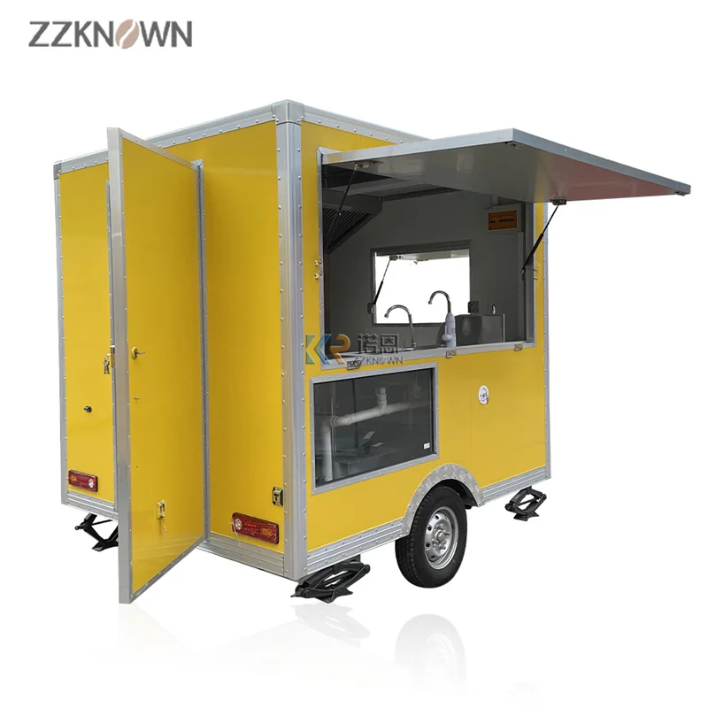 2.4m di lunghezza completamente attrezzato Mobile cucina cibo rimorchio strada Fast Food camion Catering concessione caffè cibo carrello chiosco gelato