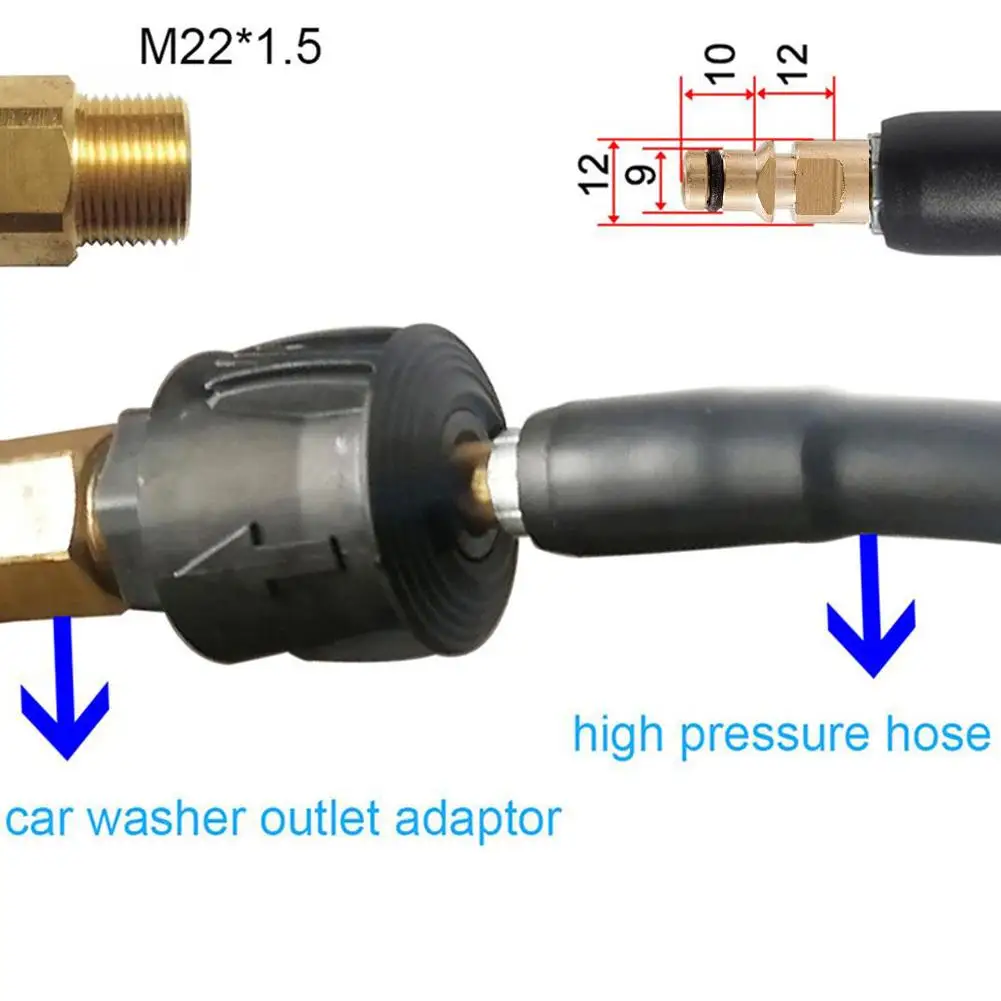 M22 Adapter Brass High Pressure Washer Hose Adapter Pressure Converter Quick Connector Fitting Connector Pressure Pipe Wash D4D4