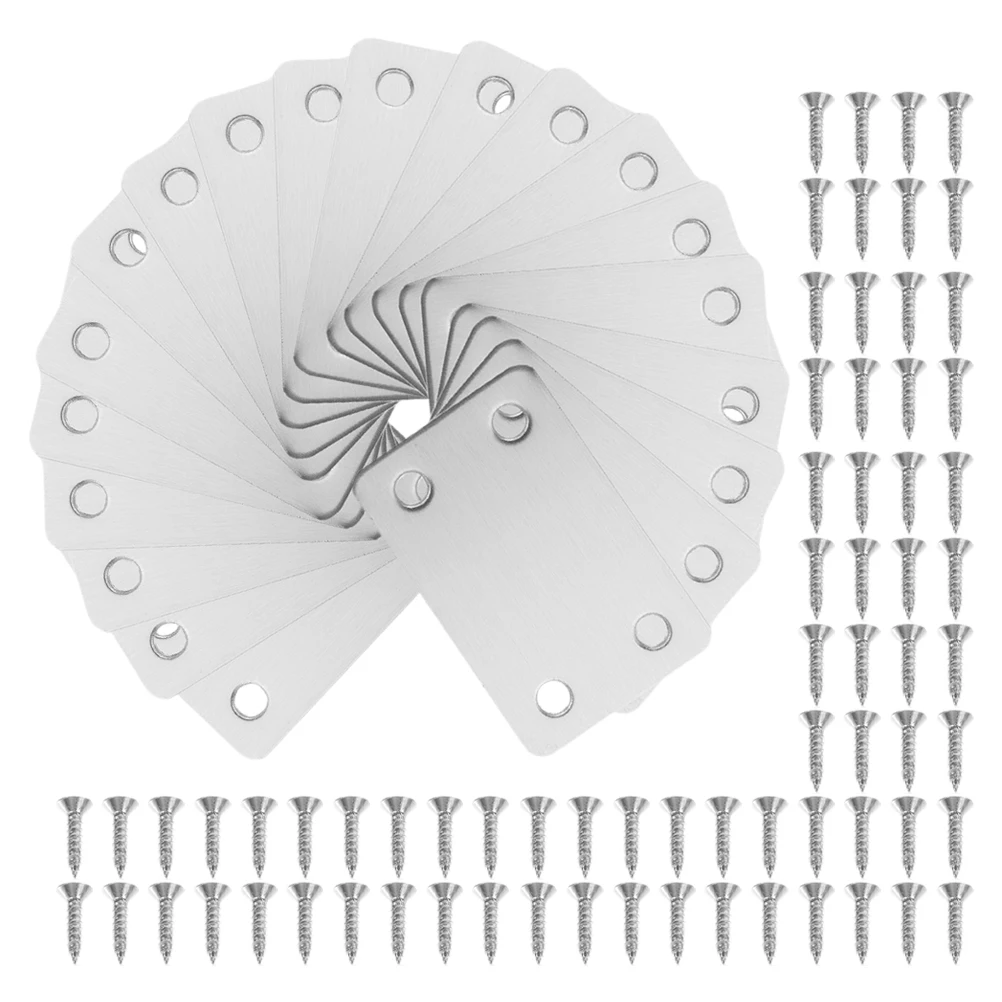 

20pcs Stainless Flat Brackets Metal Strip With Holes Mending Plates For Wood Shelves Wall Mounting Metal Plate Screws Included
