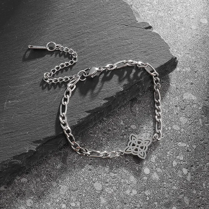 Witchcraft Irish Celtic Knot Charms Bracelets Stainless Steel Witch Knot Chain Bracelet Women Men Vintage Love Jewelry Gifts - view 3