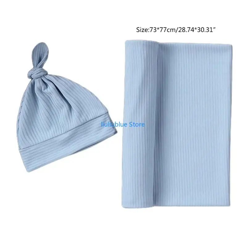 الوليد الطفل القطن قماط منشفة ملفوفة مع عقال قبعة 2 قطعة/المجموعة لحديثي الولادة طفل الفتيات الفتيان التصوير الدعائم هدية 62CF