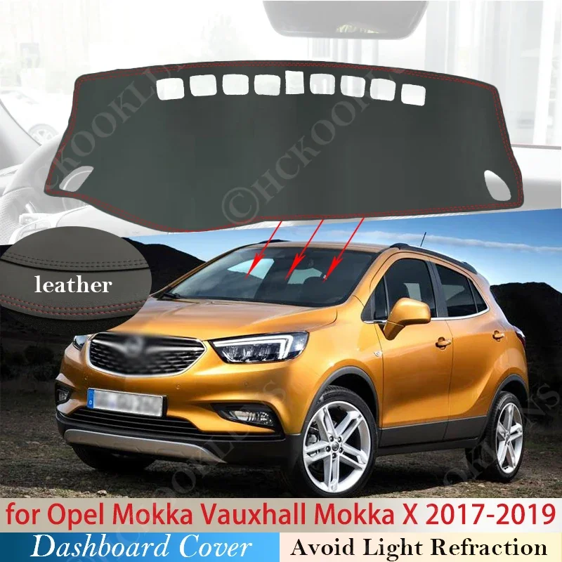 PU Leather for Opel Mokka Anti-Slip Mat Dashboard Cover Pad Sunshade Dashmat Protect Carpet Car Vauxhall Mokka X 2014 2015 2017