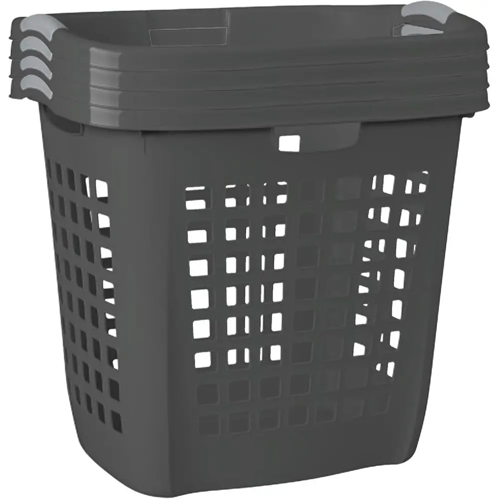 

Ультракомпактная корзина для белья, пластиковая корзина для стирки с удобными ручками и усиленным краем, вместимость 2,1 бушеля, цвет сланцевый серый