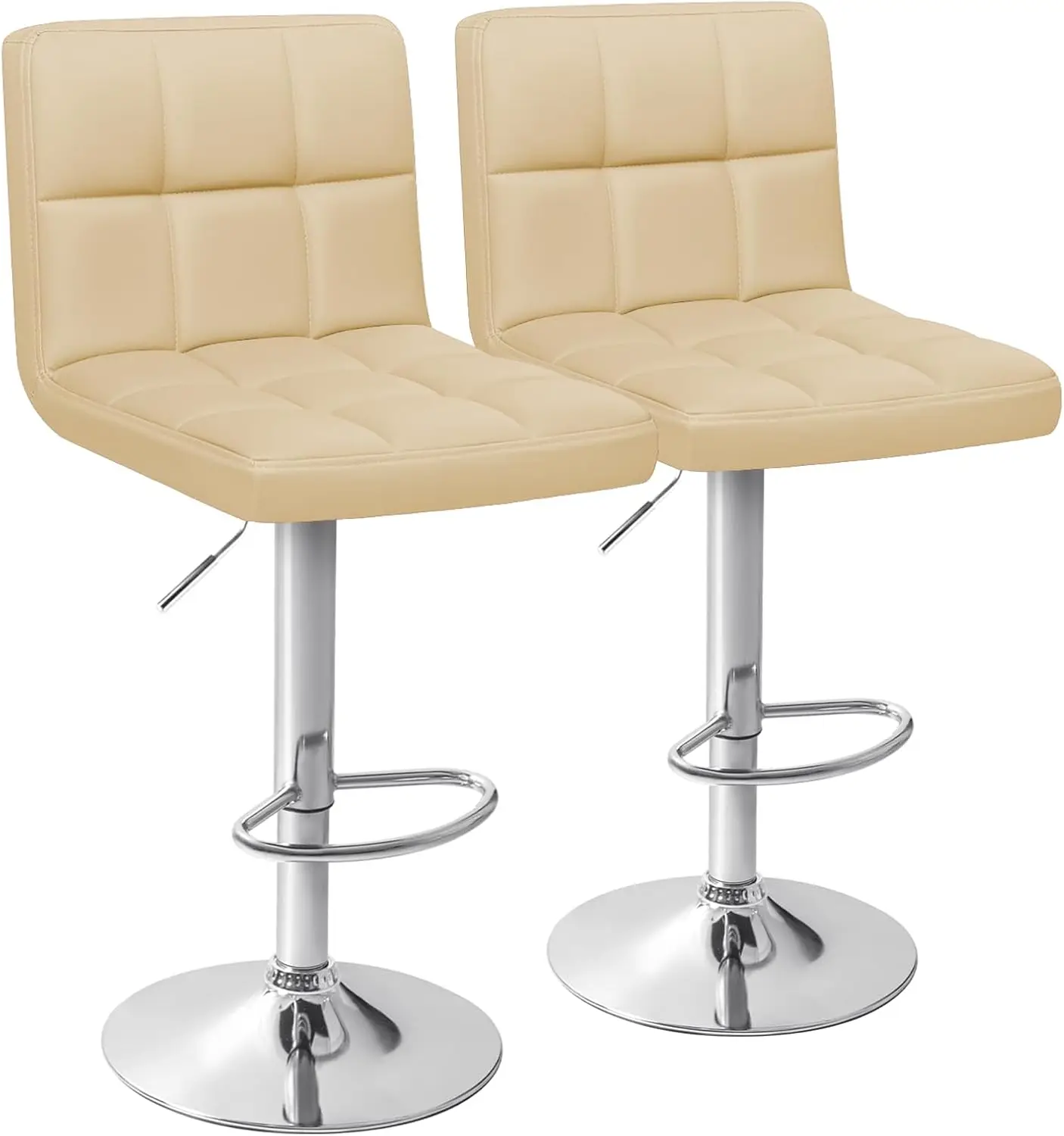 

Bar Stools Modern PU Leather Adjustable Swivel Barstools, Armless Hydraulic Kitchen Counter Bar Stool Extra Height Square Isl
