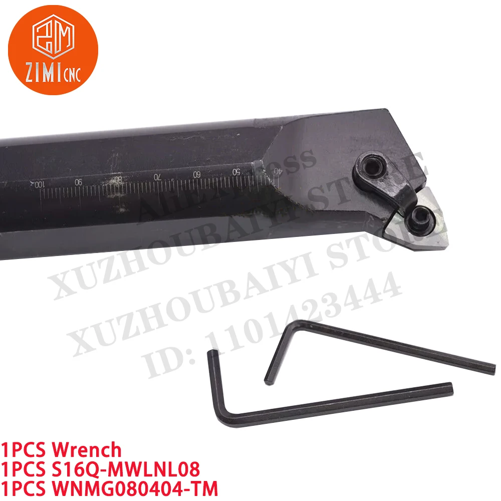 1 قطعة S16Q-MWLNL08 حامل أداة تحويل المخرطة مقاس 16 مم +1 قطعة WNMG080404-TM إدخال كربيد أداة CNC مخرطة معدنية ميكانيكية أدوات قطع