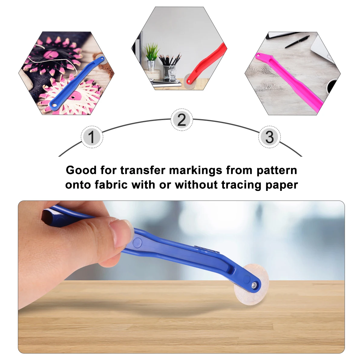 

3pcs Marking Wheel Plastic Toothed Cloth Wheel Cross-stitch Scanning Line Round Delimit Scribe Tailor Sewing Fabric Spacing