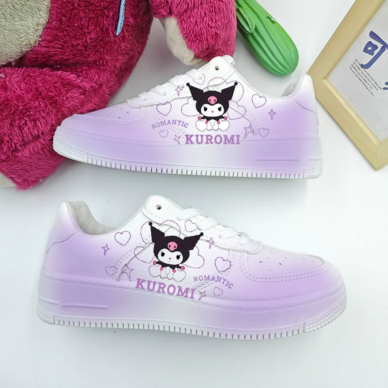 Kawaii Sanrio Kuromi Skate Shoes Cartoon Anime Lightweight Casual Fashion Low-Top Board Shoes for Breathable White Shoes Gift