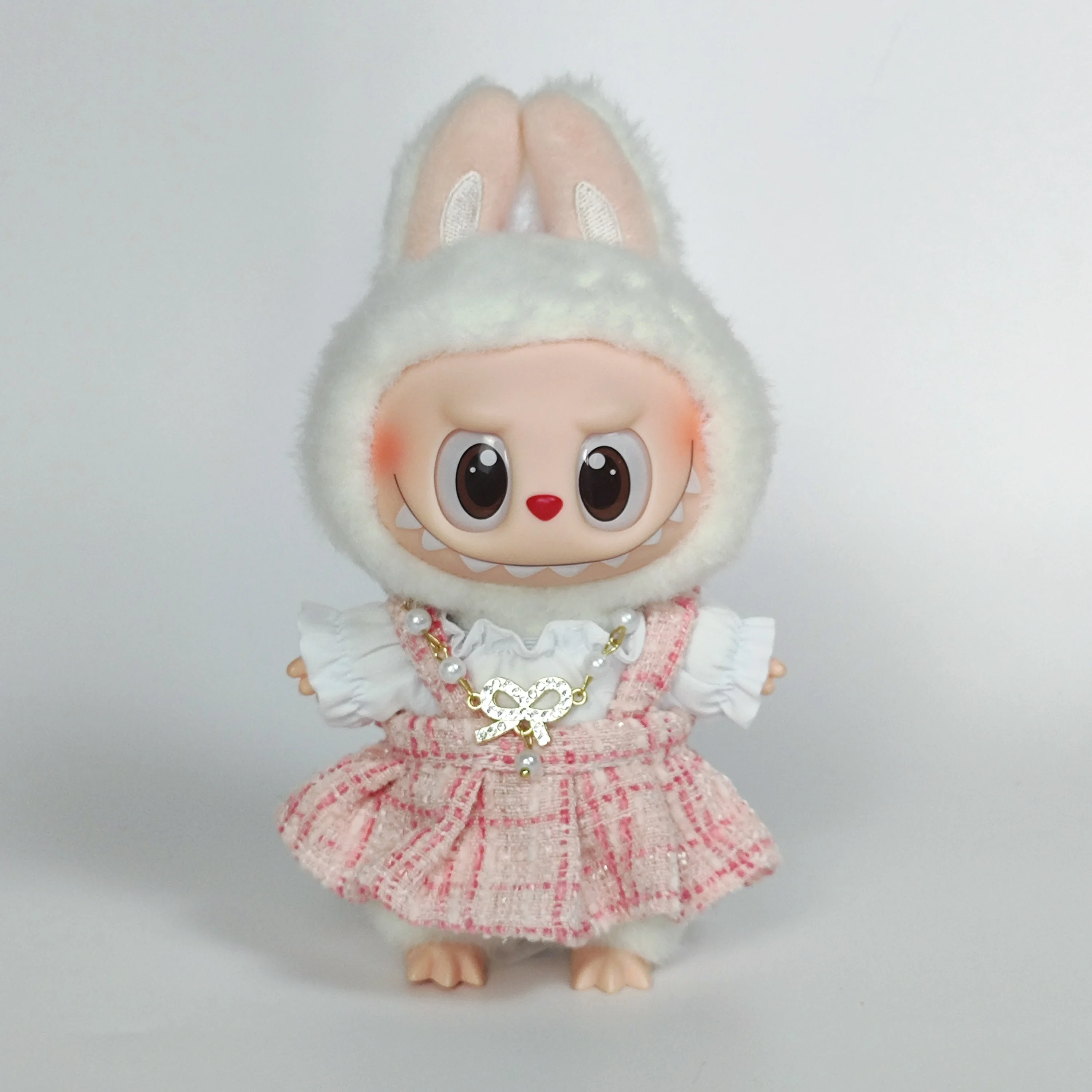 17cm Labubu Plush Keychain Blind Box – Cute Onesie Outfit for Doll