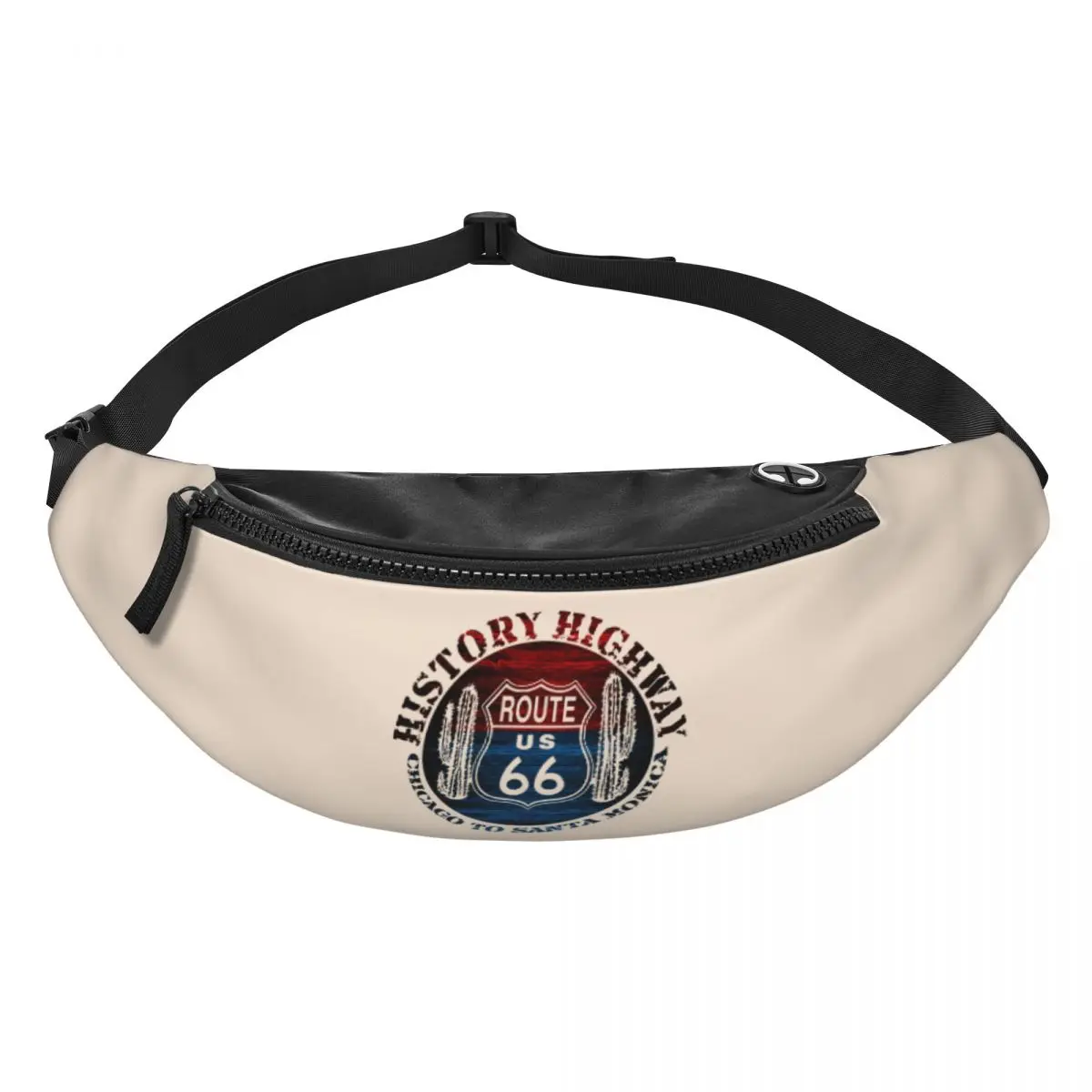 Casual Route 66 America Road Fanny Pack Men Women Vintage Trip Crossbody Waist Bag for Running Phone Money Pouch