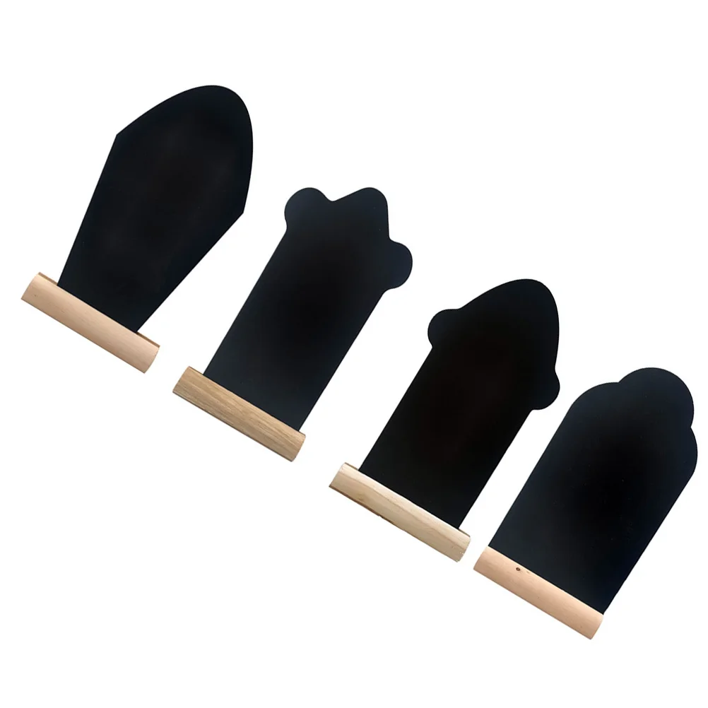 Mini tableaux noirs en forme de pierre tombale, 4 pièces, décoration artisanale en bois, tableaux d'écriture de notes, panneaux d'affichage de bureau pour la maison
