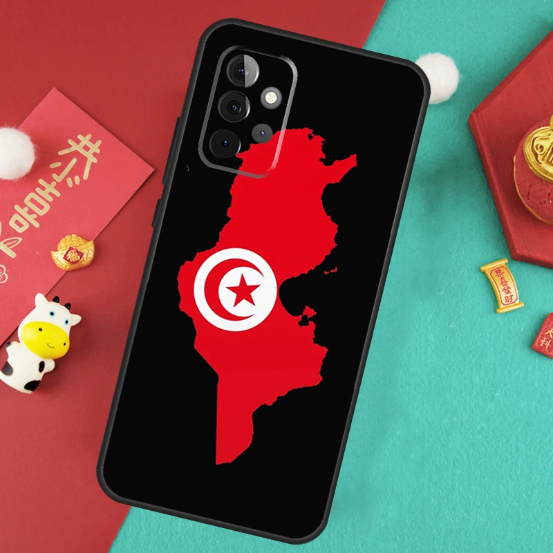 Tunisia Flag Map Case For Samsung Galaxy A34 A54 A14 A15 A25 A35 A55 A53 A33 A13 A52 A32 A12 A51 A71 Cover