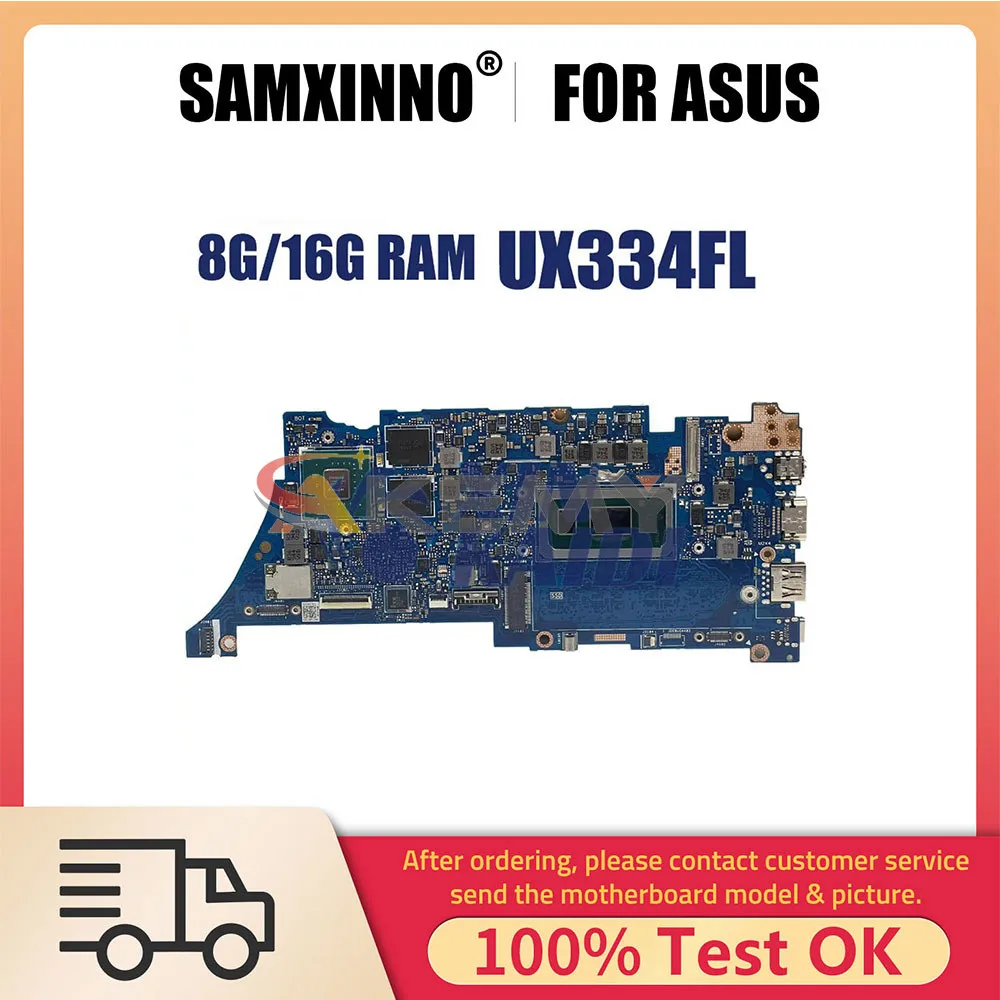 Notebook Mainboard For ASUS UX334FL UX434FL UX334FA UX334FLC UX434FLC Laptop Motherboard I5-I7-8th 10th Gen 8G 16G RAM