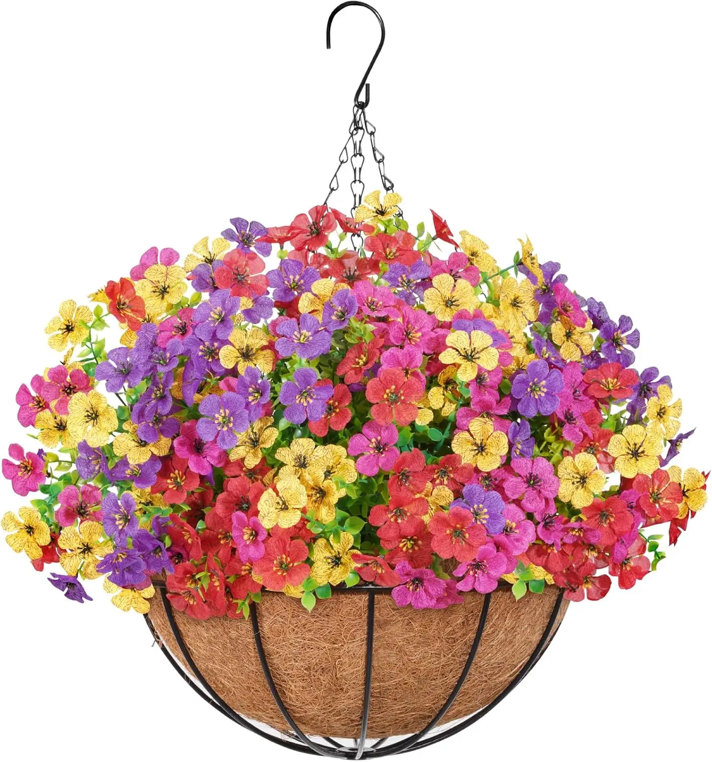 

12 Bundles Artificial Hanging Daisy Flowers Baskets for Outdoor Decor, Plastic Fake Flowers for Indoor Garden Porch Pati