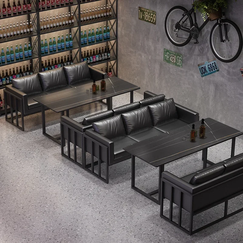 Bar table and chair combination Industrial style bistro Clear bar BBQ restaurant Dining bar Coffee Western restaurant Commercial