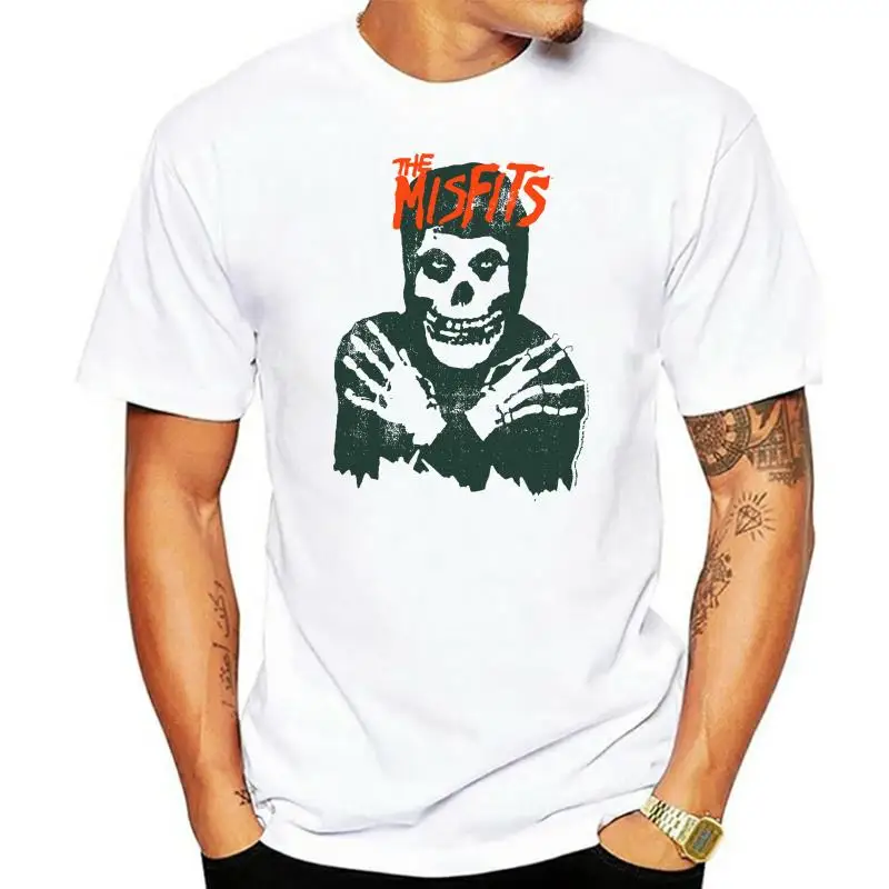 Authentic MISFITS Classic Skull Slim-Fit T-Shirt Vintage White S M L XL 2XL NEW