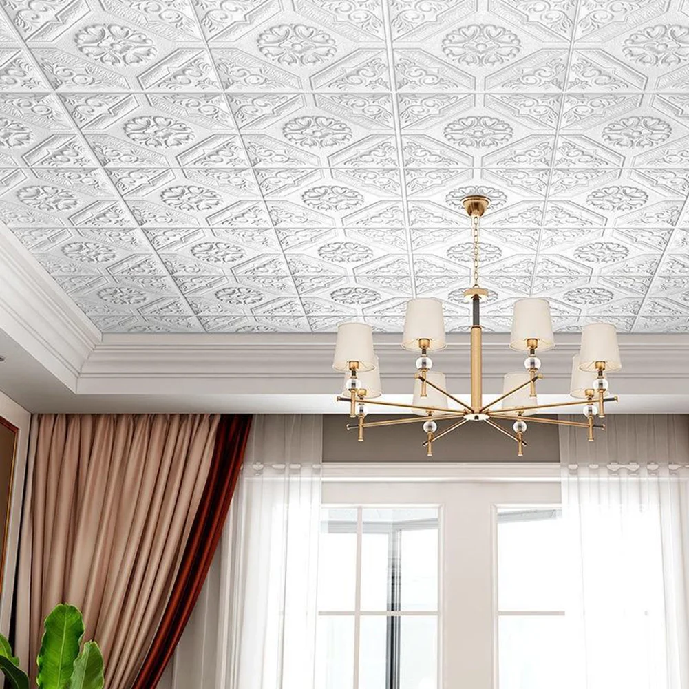 Autocollants muraux en brique de carrelage 3D, panneau en mousse auto-adhésif, décoration d'intérieur, salon, chambre à coucher, plafond, art mural TV, 35x35cm