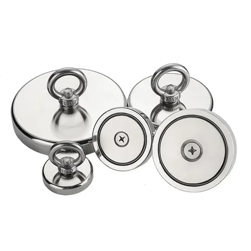 Gancho magnético de pesca de neodimio súper fuerte N52 Iman imán de tierras raras con agujero avellanado cuerda de cáncamo 20-90mm imán de salvamento