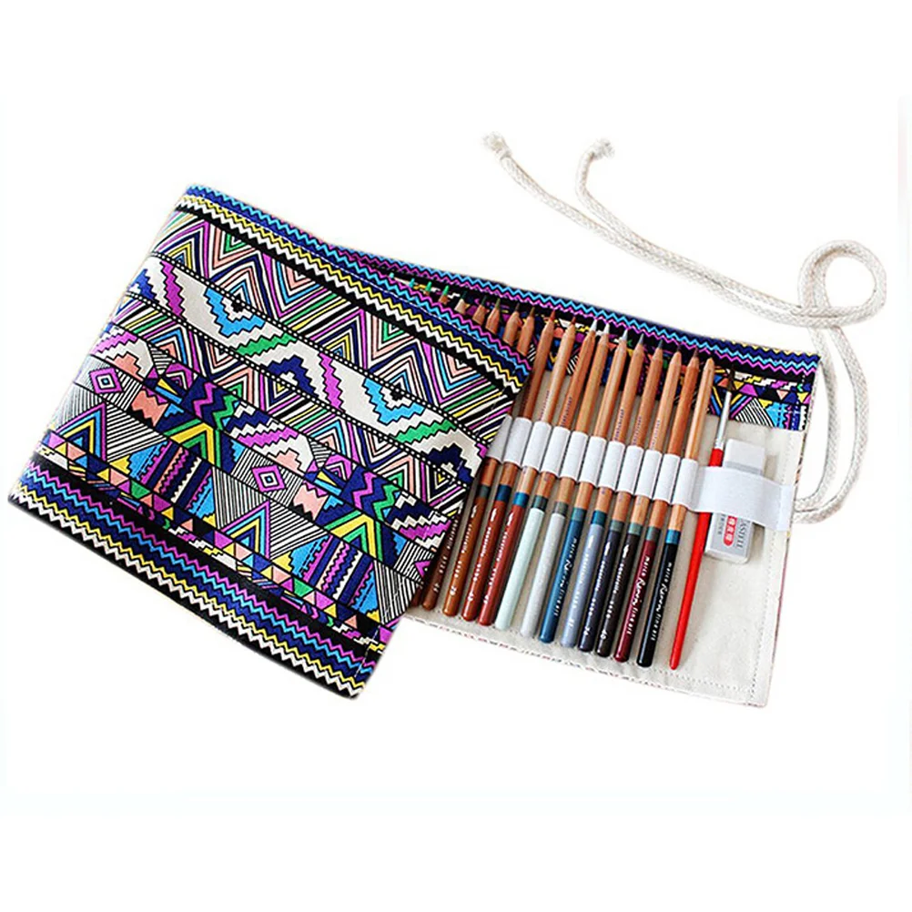 72 Slots Pencil Case Roll Up Organizers Washable Pencil Bag Pencils Storage Wrap Pouch Holder for Graders Girls Pai