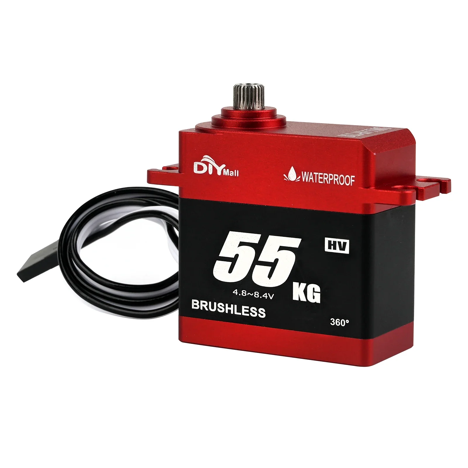 BLS-HV55MG 55KG Brushless Digital Servo Metal Gear High Torque 180/270/360 Degree Waterproof IP67 for 1/10 RC Car Truck Robot