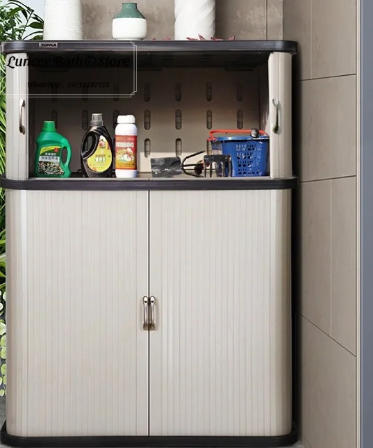 Large-capacity household combination floor cabinet, rain-proof and sun-proof outdoor locker, balcony sundries tool cabinet