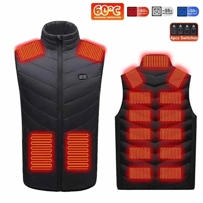 

21 Areas Winter Heated Vest for Men Woman Jacket Heated Heating Warmer Vest USB Tactical Jacket Thermal Vest Body Warmer Coat