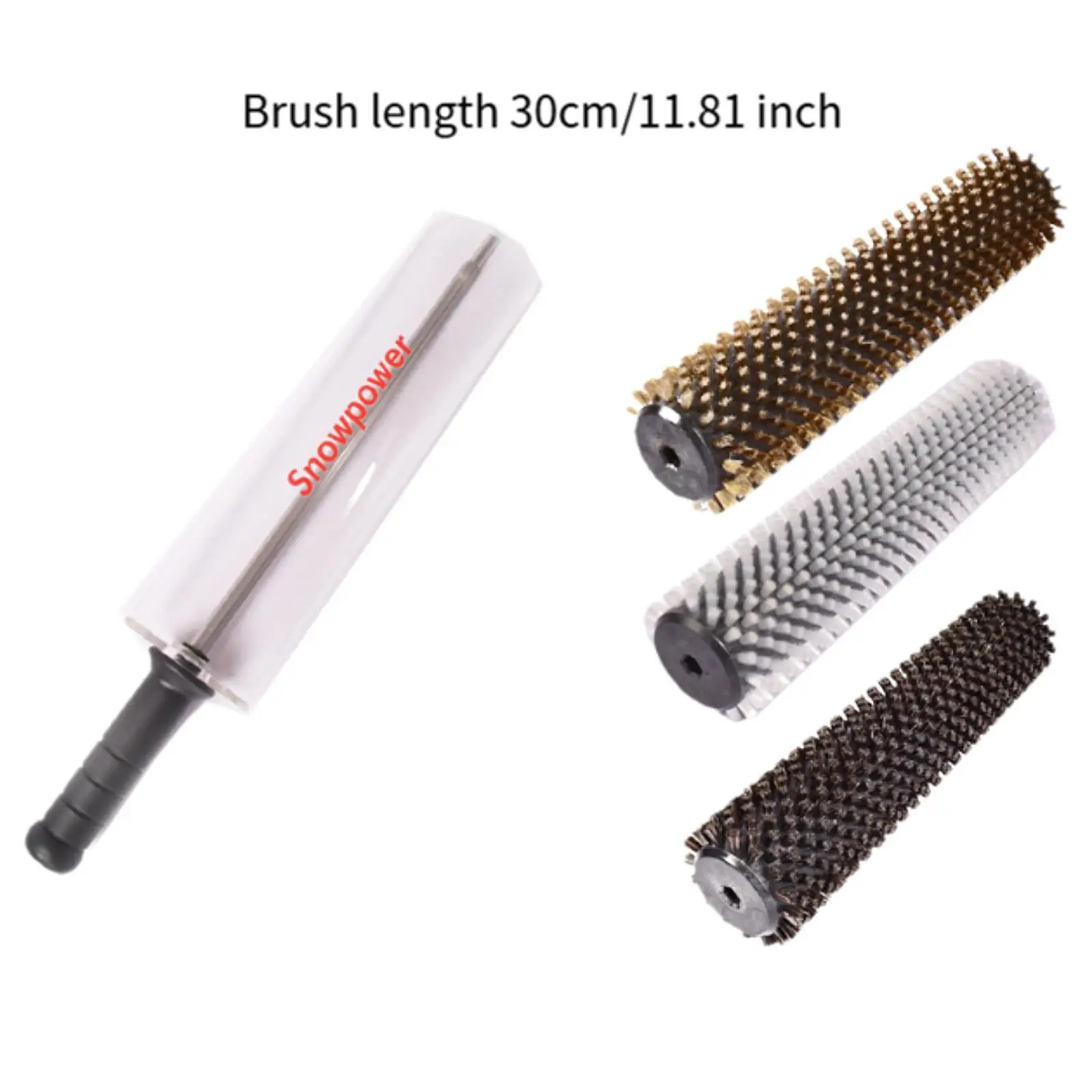 

3Pcs Ski Brushes Set Efficient Nonslip Handle Stainless Steel Axle 11.8 Inches Long Snowboard Maintenance with Axle Handle Cover