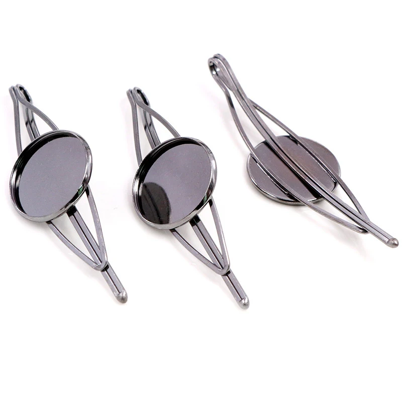 20mm 5pcs High Quality Bronze Silver Plated 7 Colors Copper Material Hairpin Hair Clips Hairpin Base Setting Cabochon Cameo
