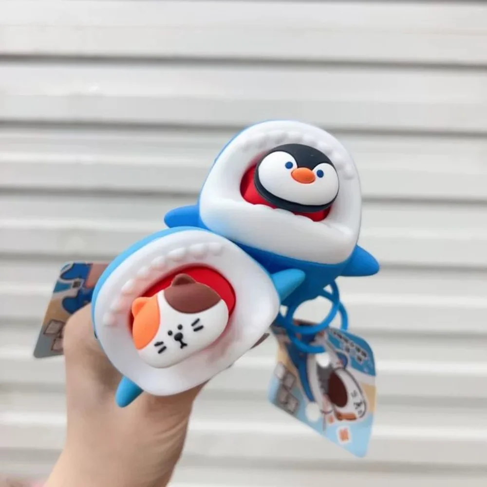 Модный брелок для ключей с изображением кота, аквариума и акулы, забавный креативный силиконовый кулон в виде пингвина, мягкий милый брелок с белым медведем, унисекс