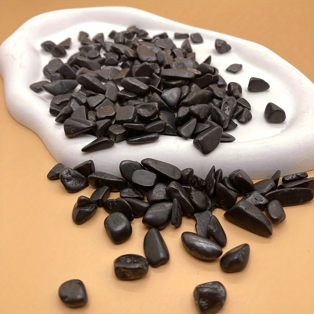Natural black sub-graphite crushed stone - Polished crystal gemstone for cleaning, feng shui, water and air purification - smoot