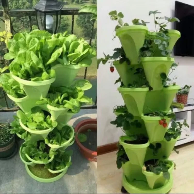 Vertical Garden 5 Tier Stackable Planter Pot Self Watering Vertical Garden Growing Tower
